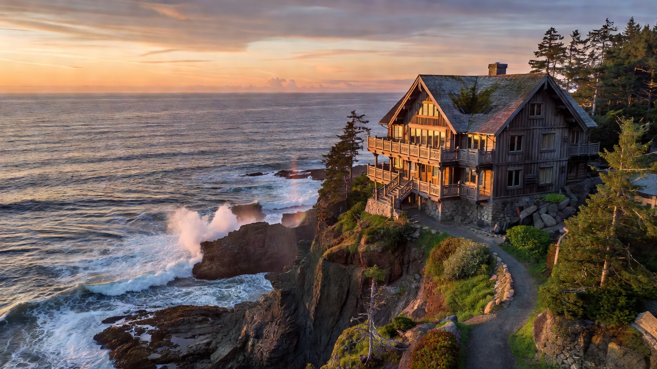 Canadian coastal hotel setting overlooking the Pacific