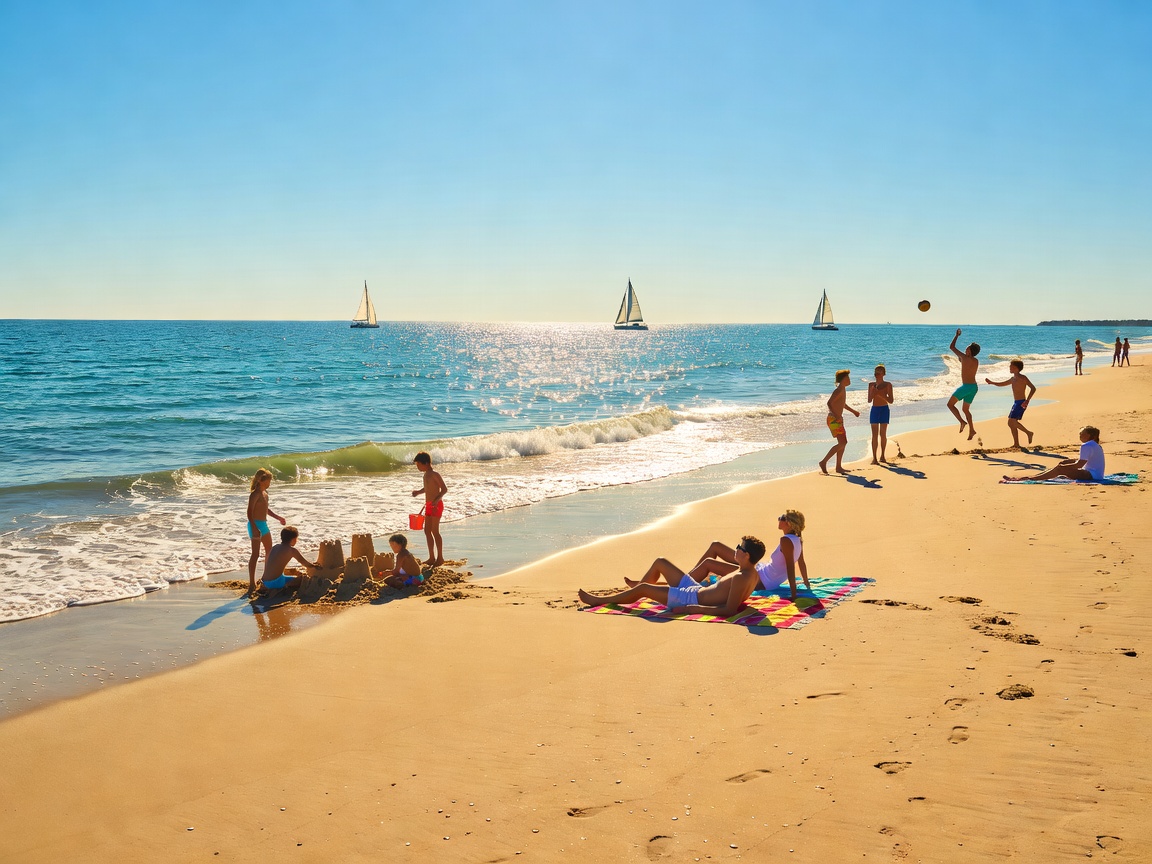 Sunny coastal beach representing Summer